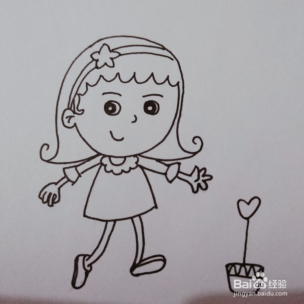 简笔画62：卡通可爱女孩