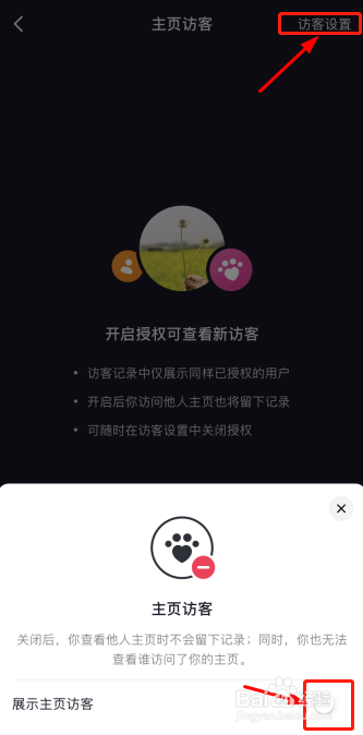抖音怎么关闭展示主页访客?