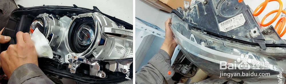 贵阳车灯升级改装，宝马5系525车灯改灯流程