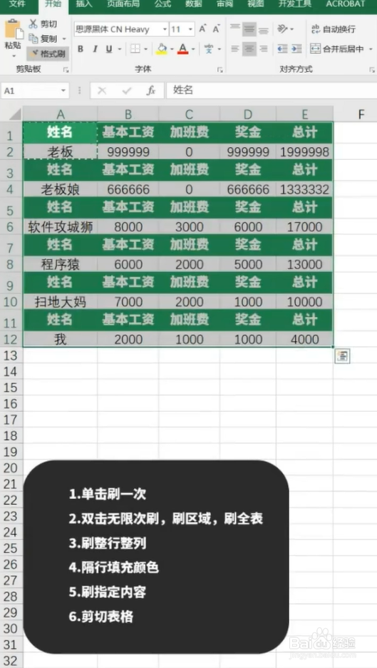 Excel格式刷妙用小技巧
