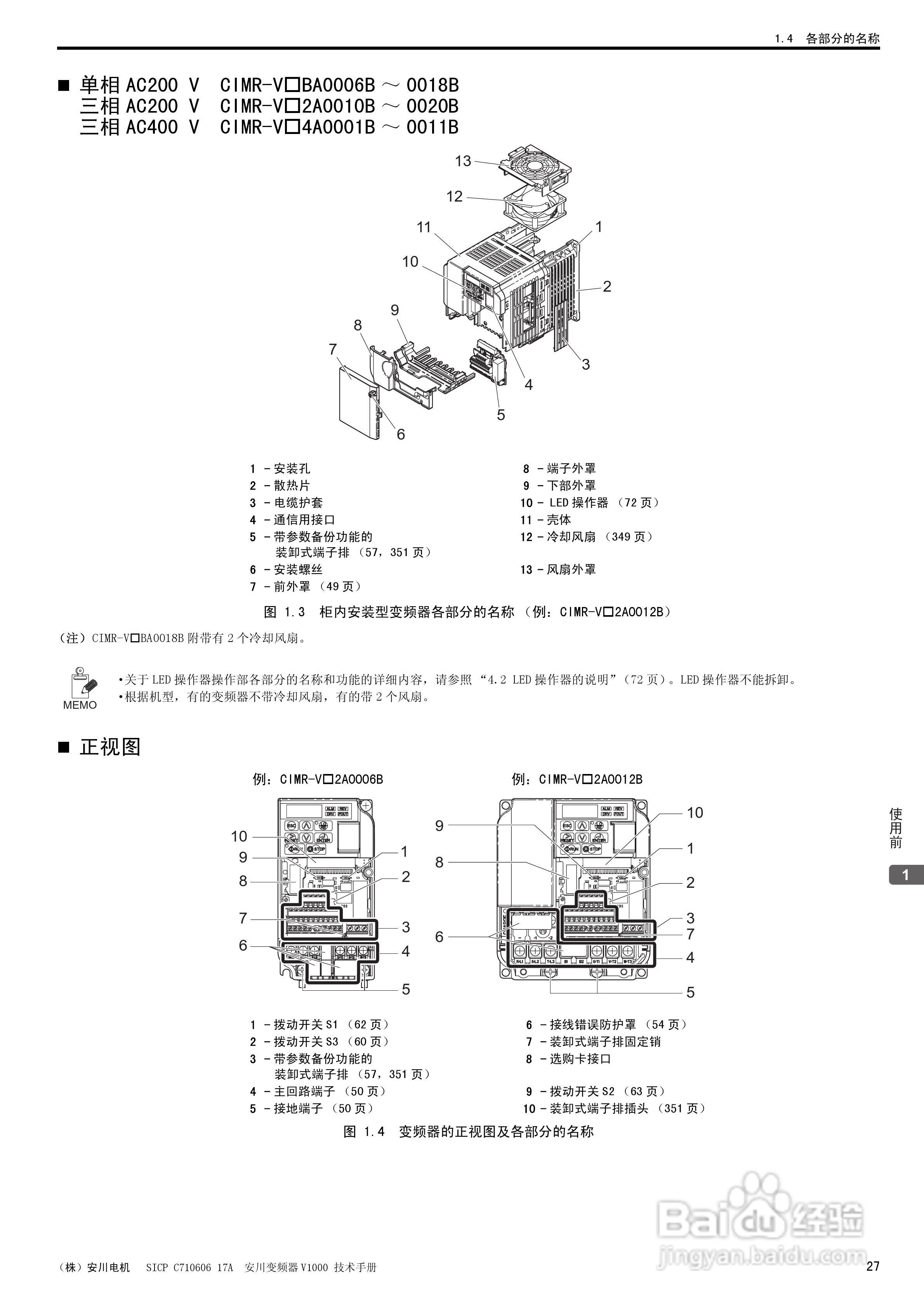 安川CIMR-V4A0011F型变频器使用说明书:[3]