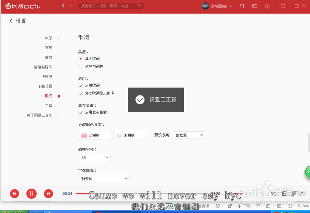 网易云音乐然后开启歌词翻译。