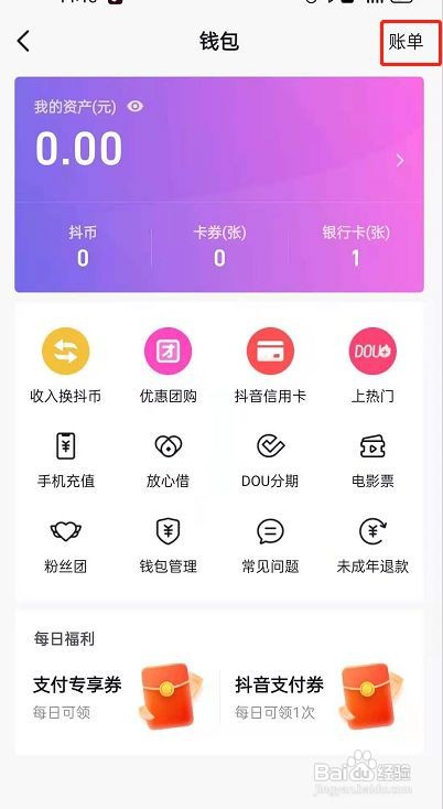 抖音的账单记录在哪里查询