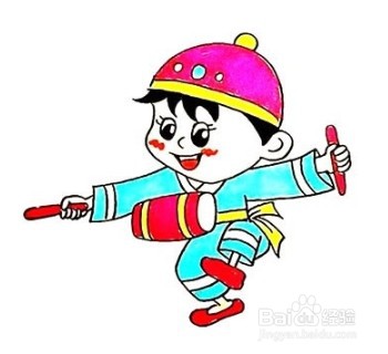 怎么画出打鼓的男孩呢