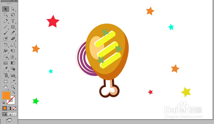 怎样在illustrator中绘制鸡腿小图标