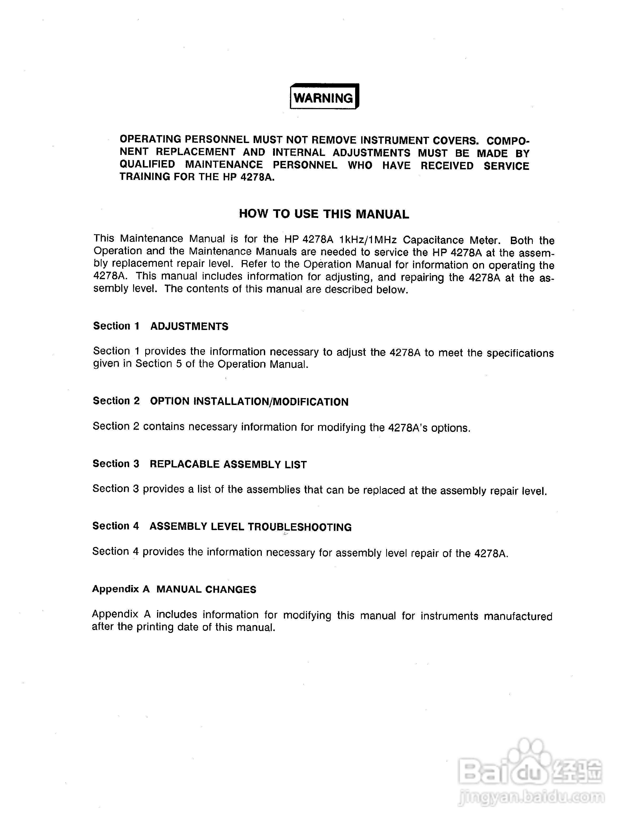 HP 4278A测试电桥使用说明书:[1]