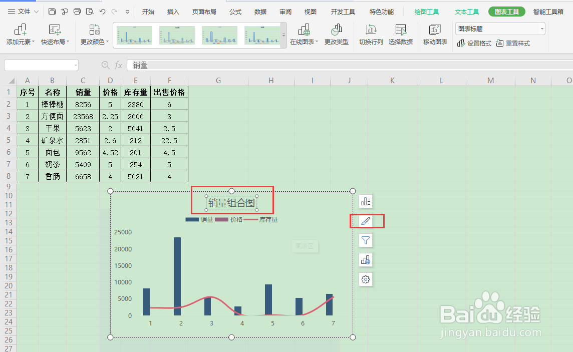 如何在wps表格中插入组合图