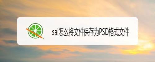 sai文件如何另存为PSD格式