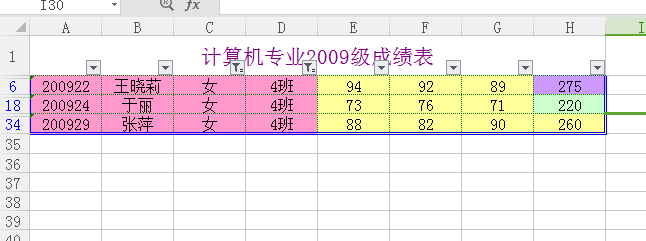 excel表格的筛选工具的应用