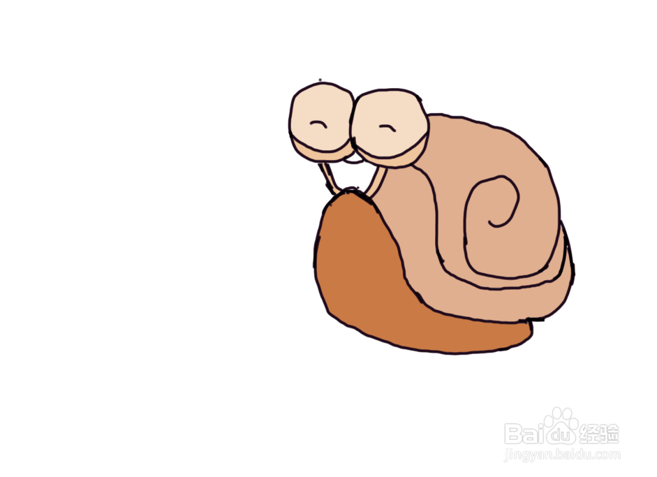 怎么画儿童彩色简笔画卡通动物小蜗牛?