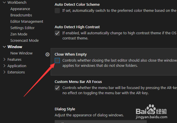 Visual Studio Code怎么关闭空时关闭