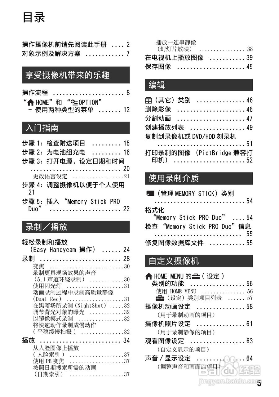 索尼HDR-CX7E型数码HD摄录一体机使用说明书:[1]
