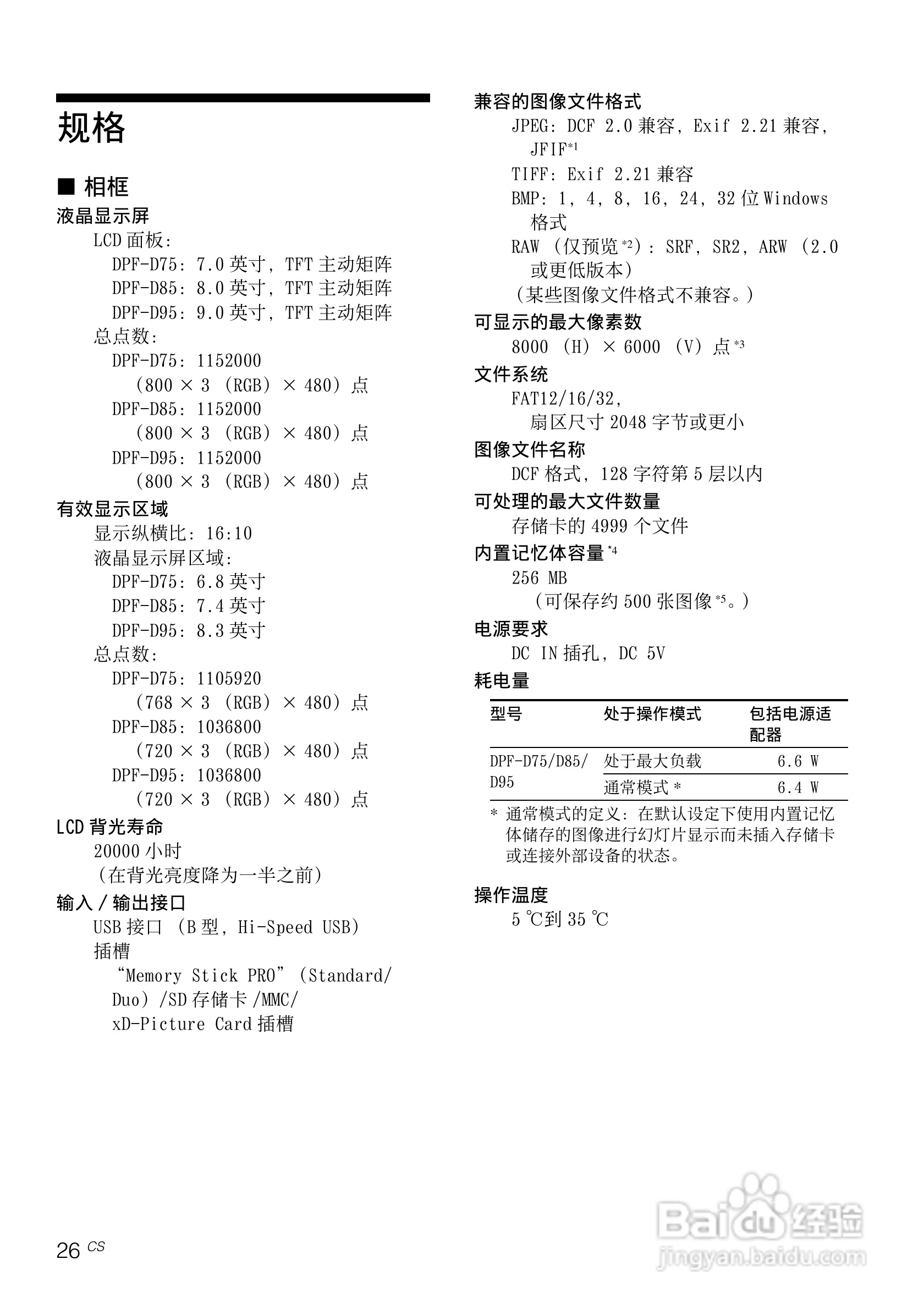 索尼DPF-D95数码相框使用说明书:[3]