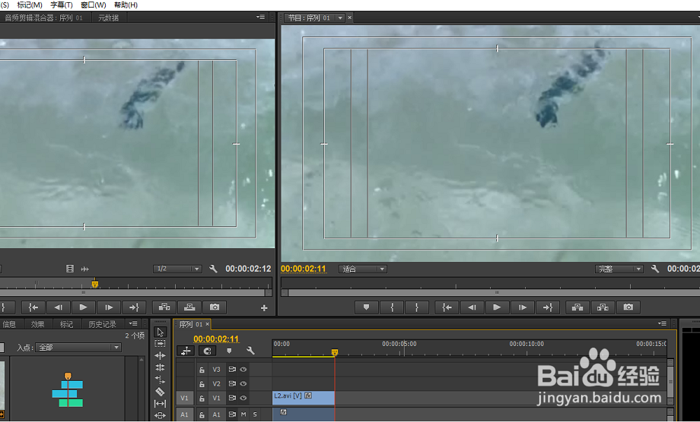 premiere 实例 在源窗口剪辑素材