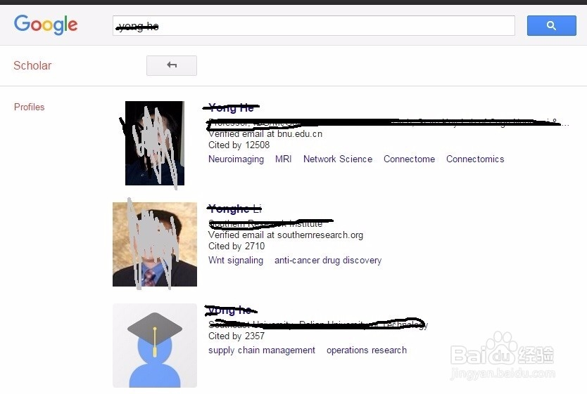 通过google scholar查看研究者的h-index