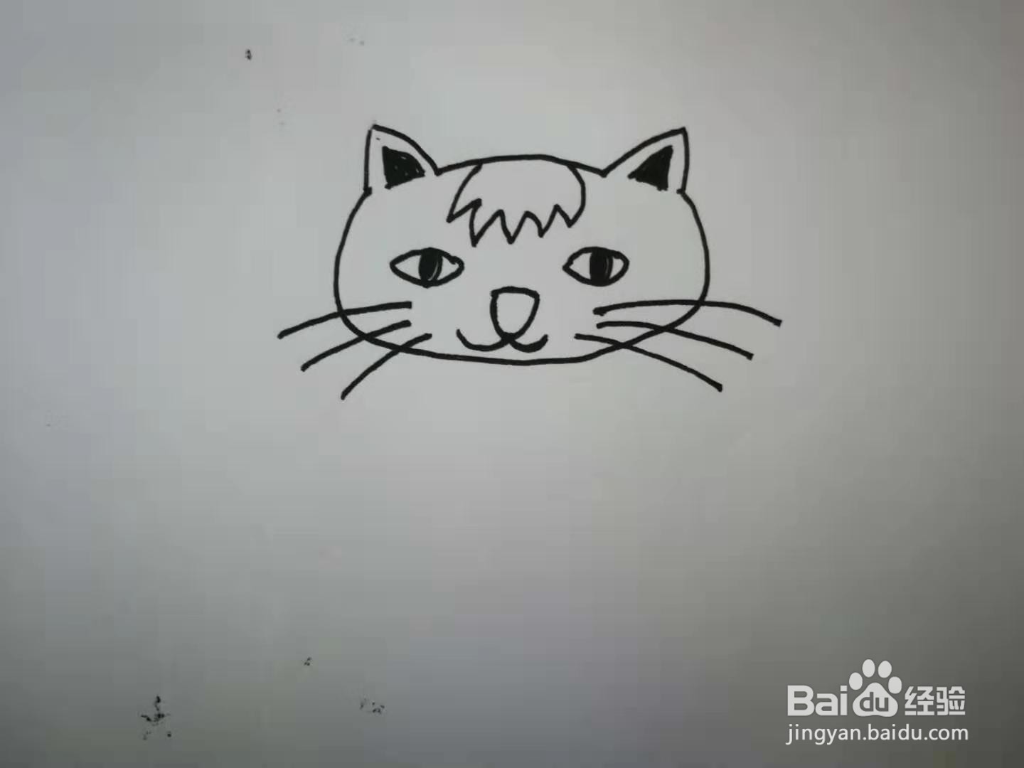 如何画出黑白简笔画小猫头