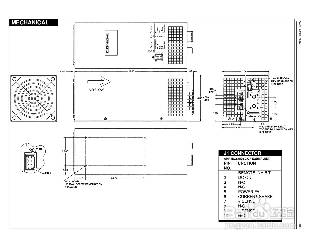 C&D西恩迪TX1000系列模块电源产品说明书