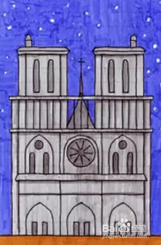 法国巴黎圣母院简笔画图片