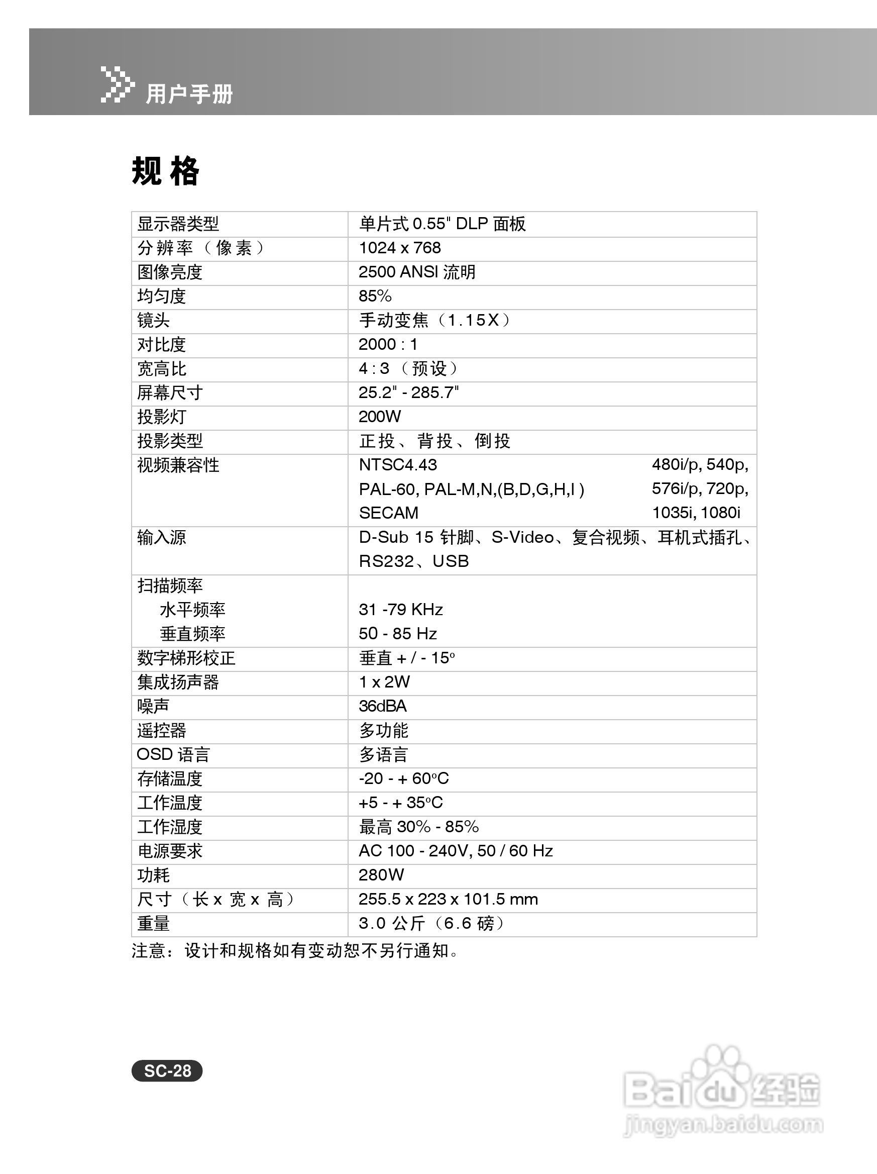 EIKI爱其 EIP-X280投影机说明书:[3]