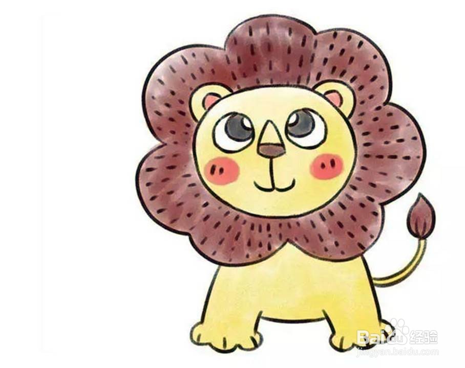 小狮子儿童卡通简笔画教程