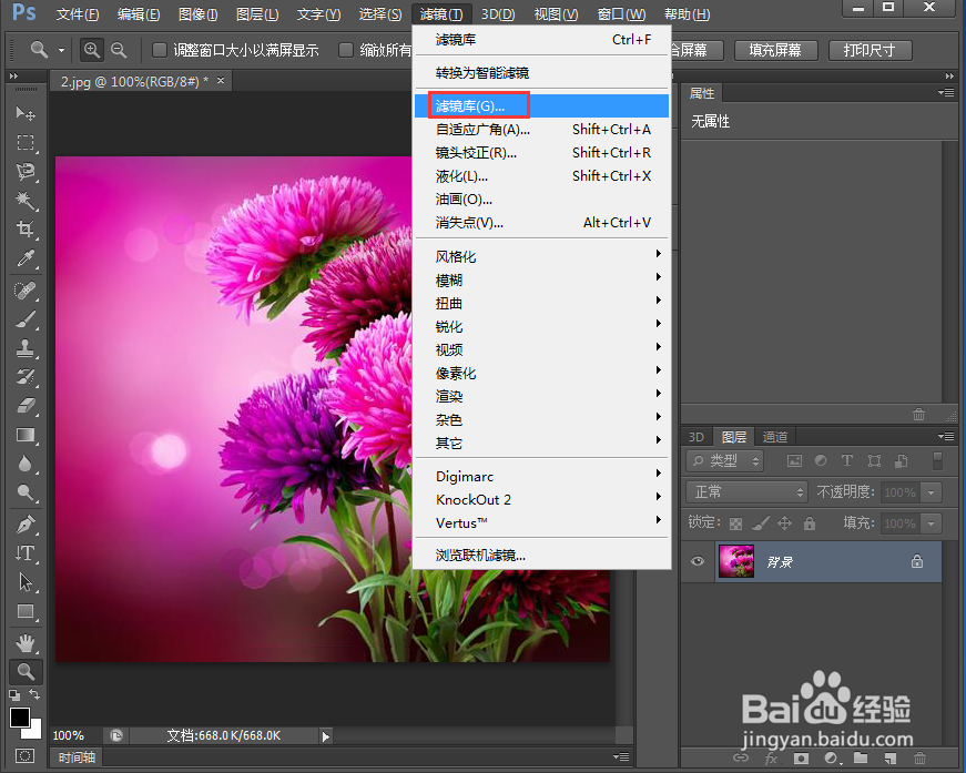 在ps 2019中给图片添加画布类型的玻璃特效