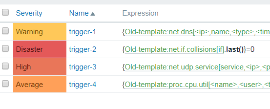 如何在zabbix的模板中修改触发器？