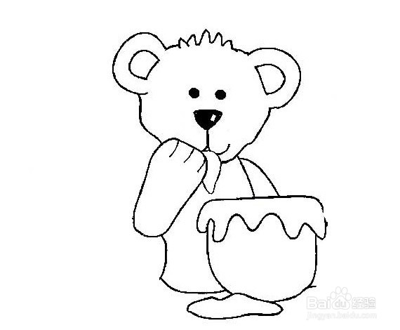 小熊吃蜂蜜蛋糕简笔画图片