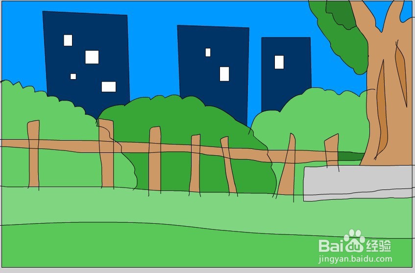 Flash绘制一个公园的场景