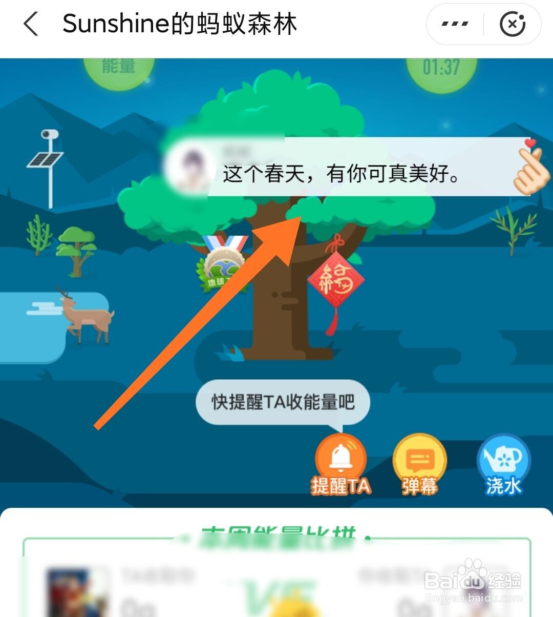 支付宝蚂蚁森林怎么发弹幕