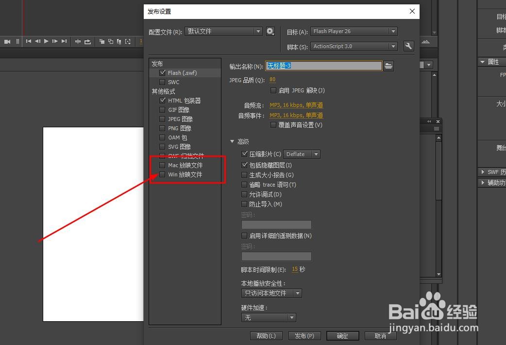 Animate如何设置发布格式