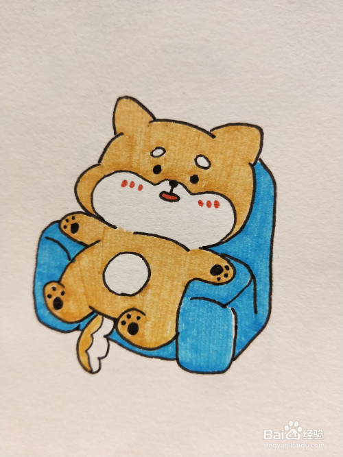 工具/原料 白纸 水彩笔 勾线笔 方法/步骤 1 首先画出狗狗的头部轮廓