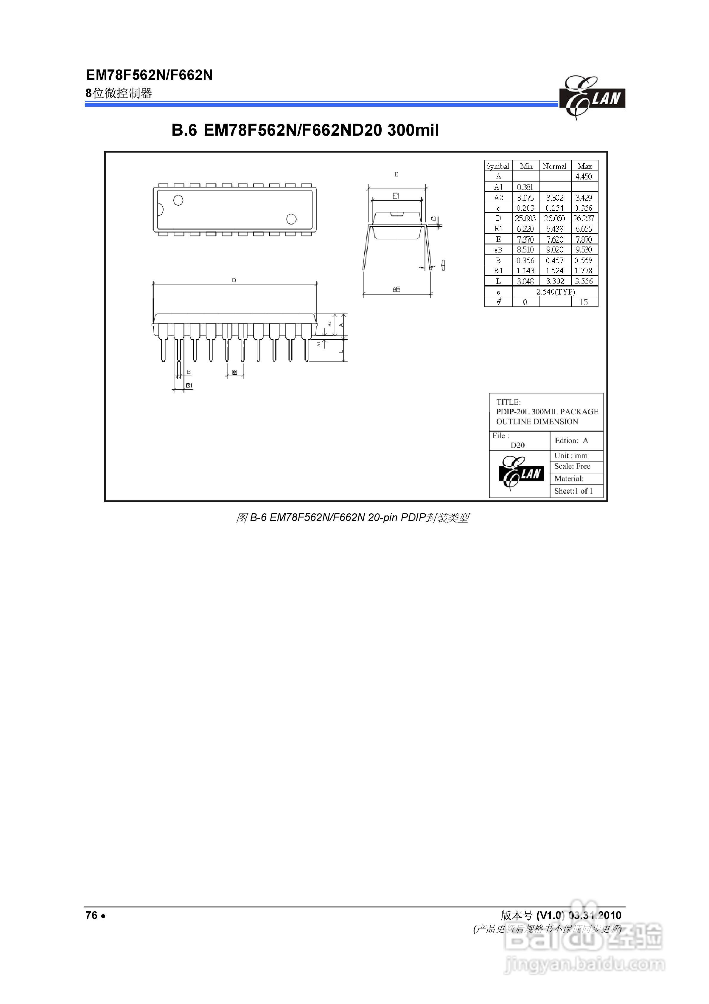 EM78F562N/F662N 8位微控制器说明书:[9]