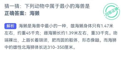 猜一猜:下列动物中属于最小的海兽是神奇海洋