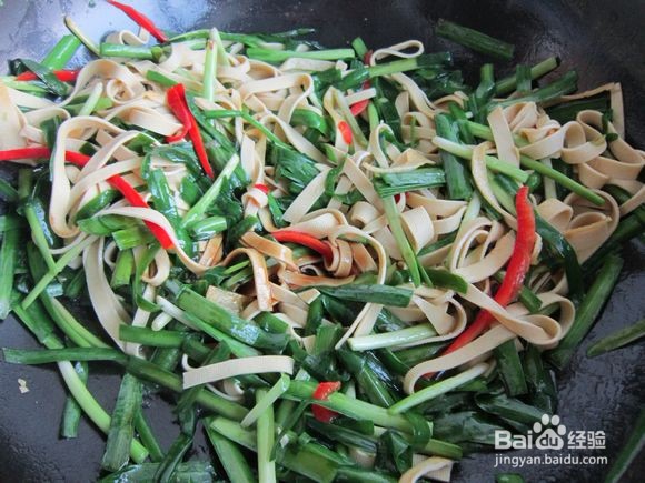 耗油韭菜炒豆皮