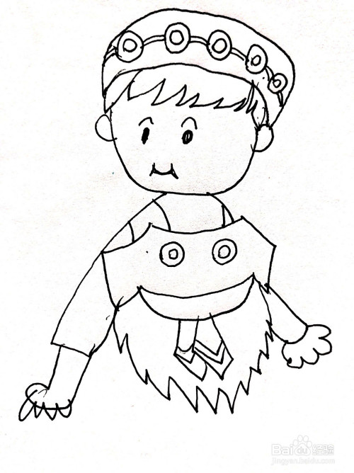 穿着土家族服饰的女孩儿简笔画