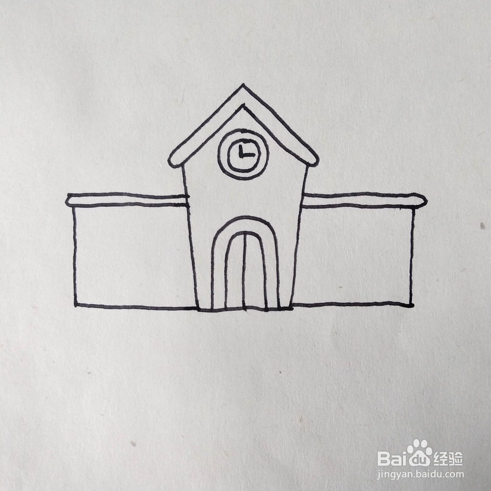 怎么画好看的学校建筑卡通简笔画?儿童画教程