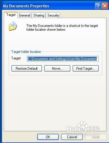 Windows XP中 - 更改我的文件的位置