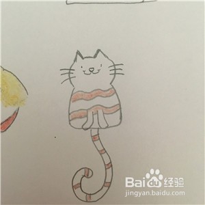 怎么画一只波浪条纹小猫