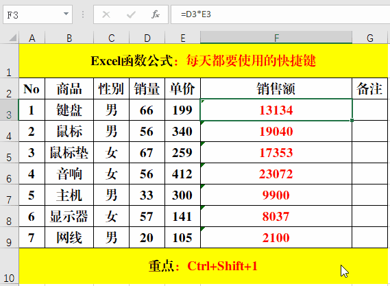 Excel快捷键，每天都要用到，还提高工作效率