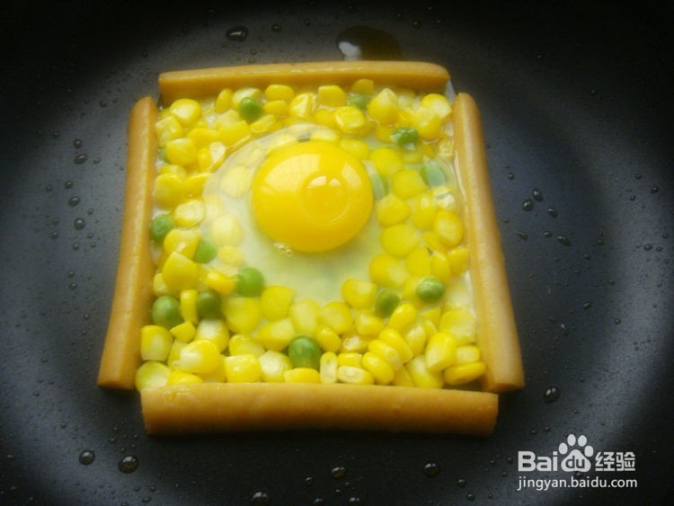 爱心早餐之火腿玉米煎鸡蛋