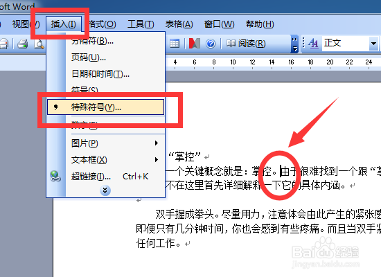 Word2003怎样在文档中插入特殊符号