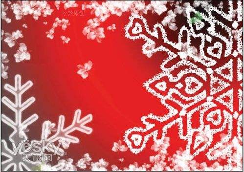 Photoshop制作圣诞贺卡的晶莹雪花背景图案