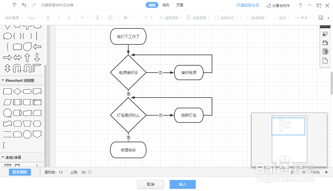 WPS绘制流程图