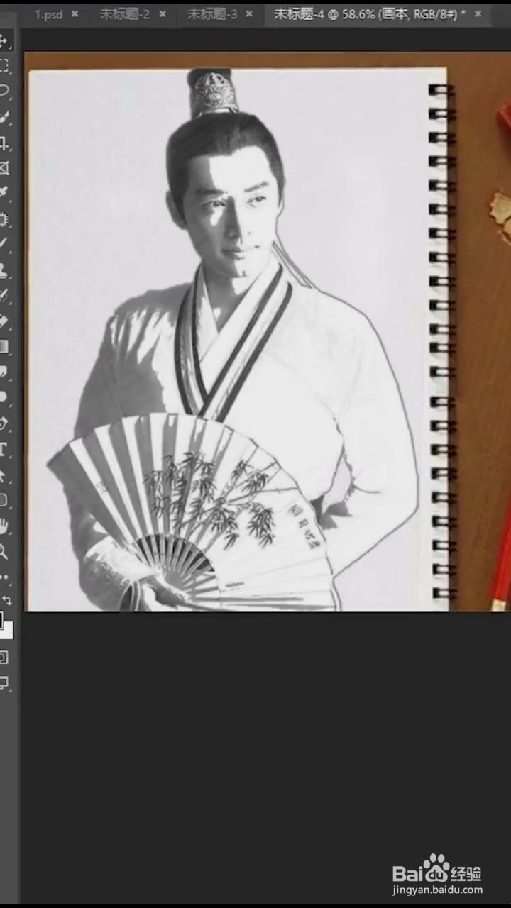 Ps中把图片转成素描画的方法。