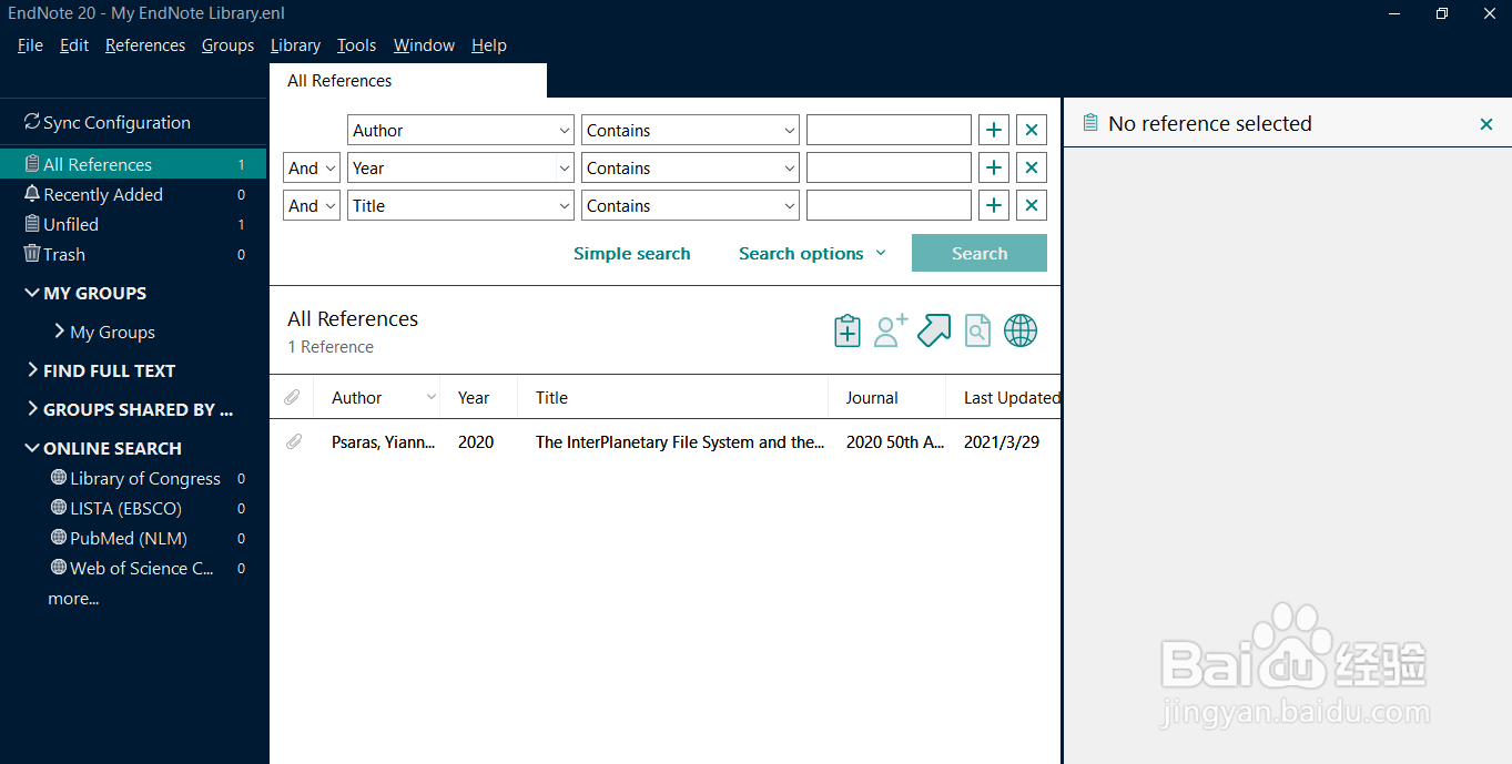 如何在endnote20中使用sci数据库搜索