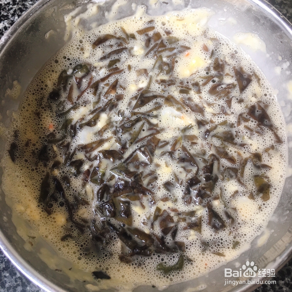 小孩子超喜欢的紫菜虾皮鸡蛋饼