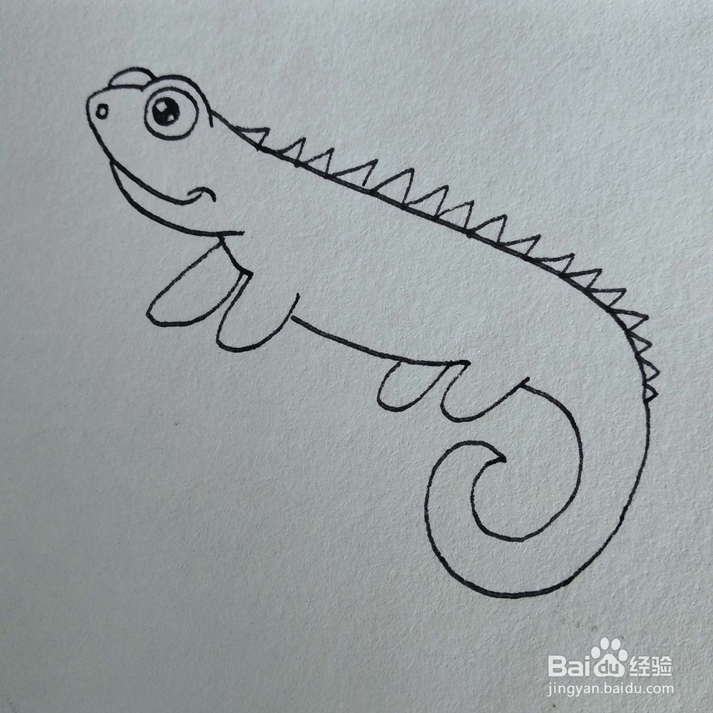 怎么画一只可爱的变色龙卡通儿童简笔画