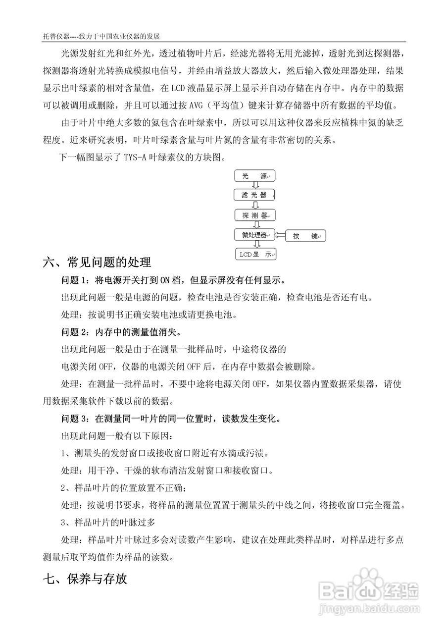TYS-A叶绿素测定仪说明书