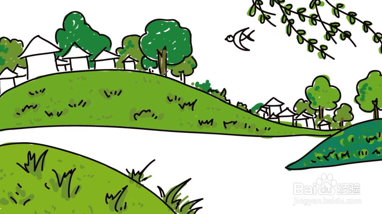 彩色的春天简笔画