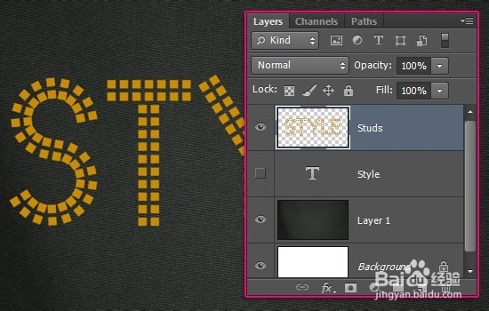 Photoshop制作金属镶钉效果的黄金艺术字
